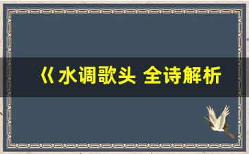 巜水调歌头 全诗解析